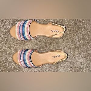 Striped Summer Slip On Sandal with Back Strap